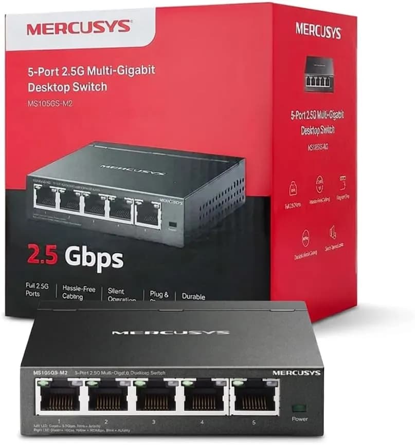 Mercusys Switch Ethernet 2.5 Gigabit 5 Ports RJ45, Boîtier Métal,MS105GS-M2