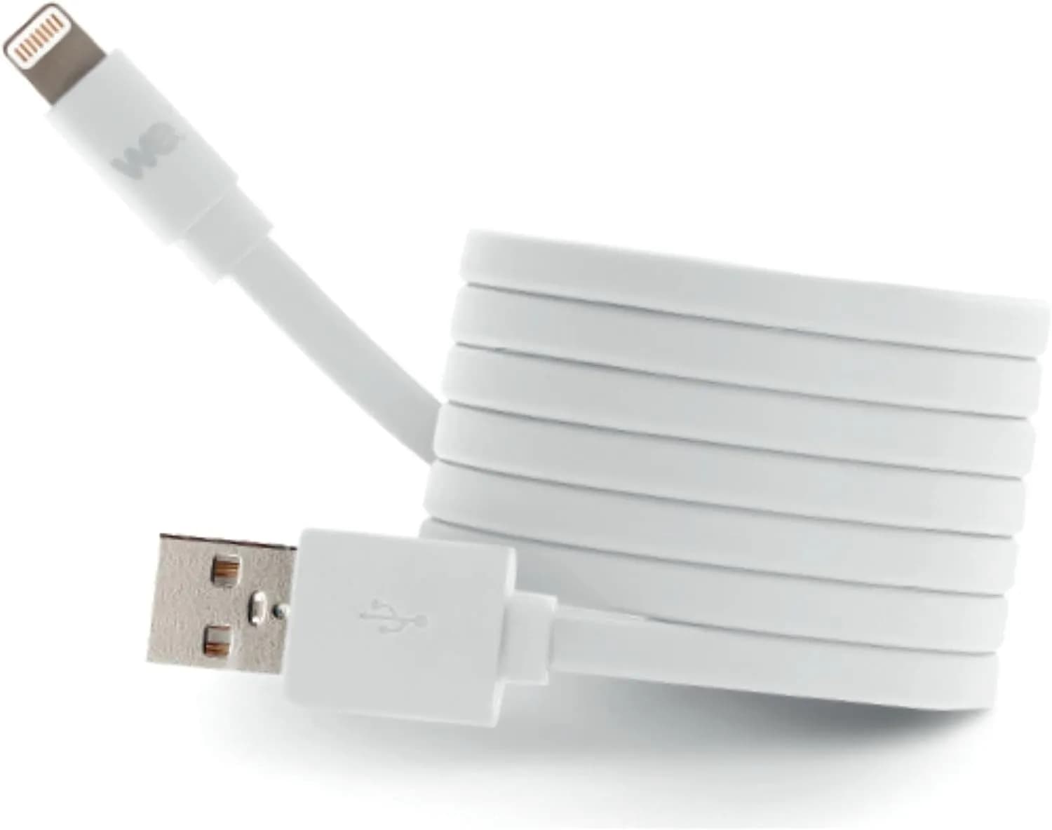 WE Câble Plat en Silicone USB vers Lightning 1m Compatible avec iPhone Se 2020 11 Pro Max XR X XS Max 8 Plus 7 Plus 6S Plus 6 5S 5 iPad - Blanc