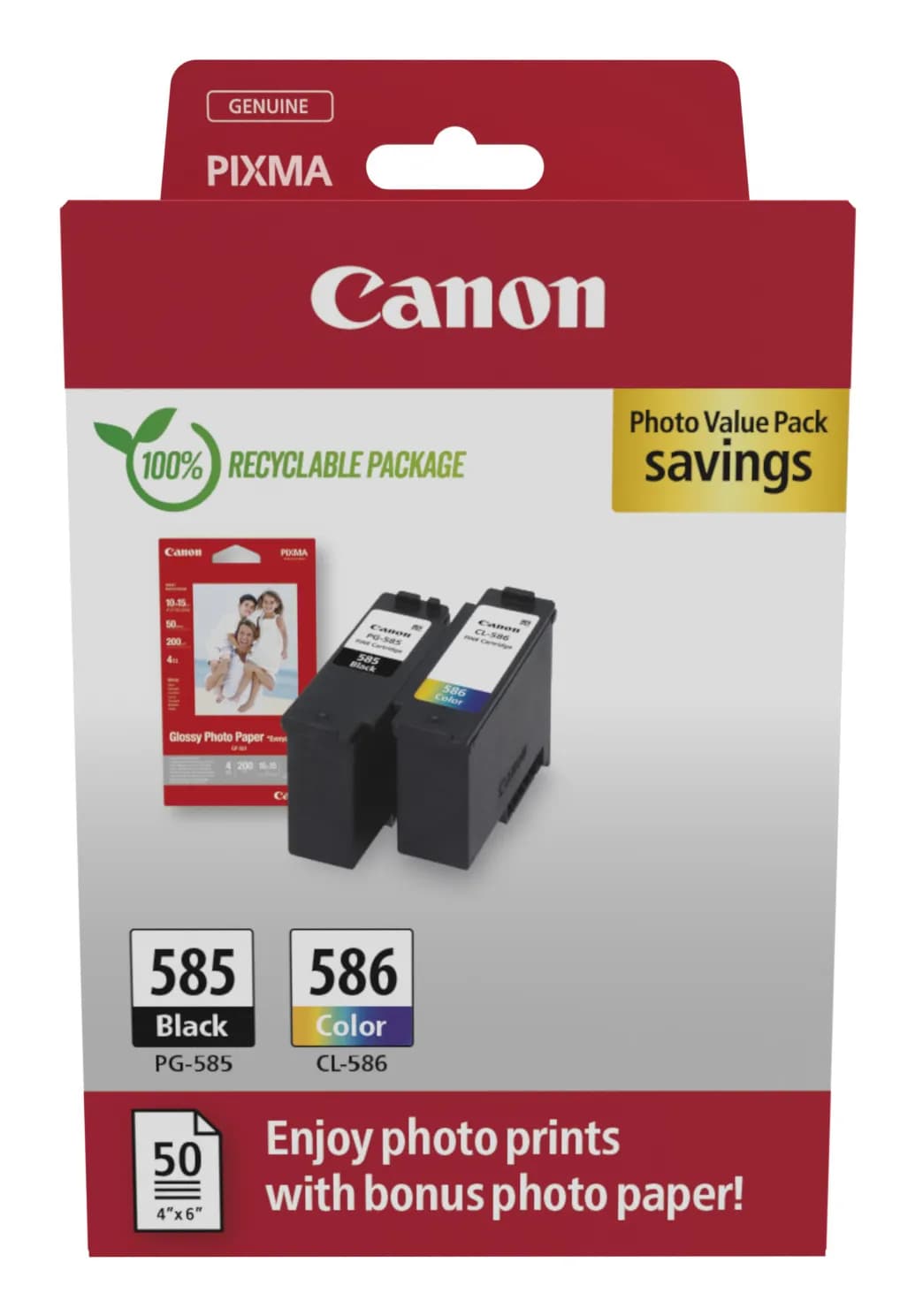Canon PG-585/CL-586 PVP cartouche d'encre 2 pièce(s) Original Noir, Cyan, Magenta, Jaune